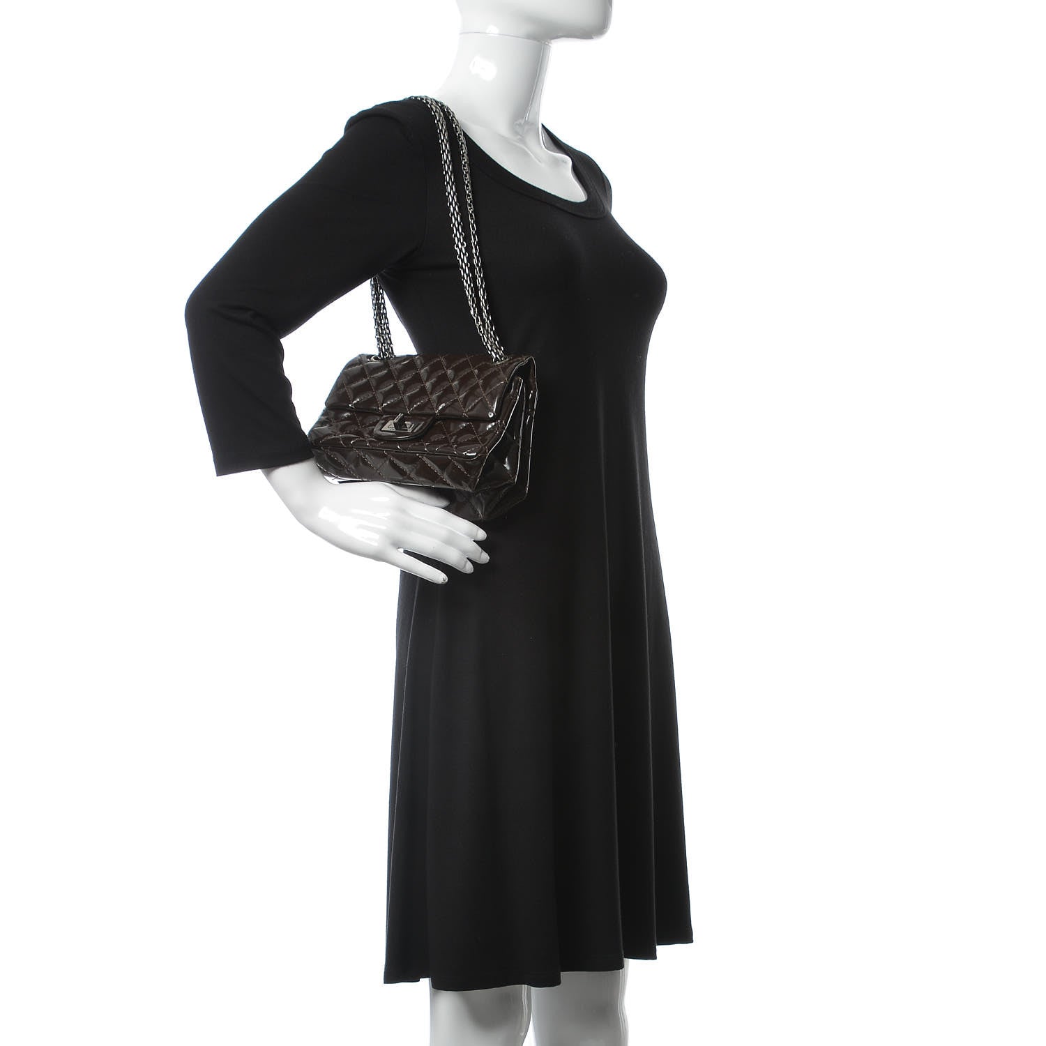 Chanel Patent Quilted Small Accordion 2.55 Reissue Flap Dark Brown 2 of 11