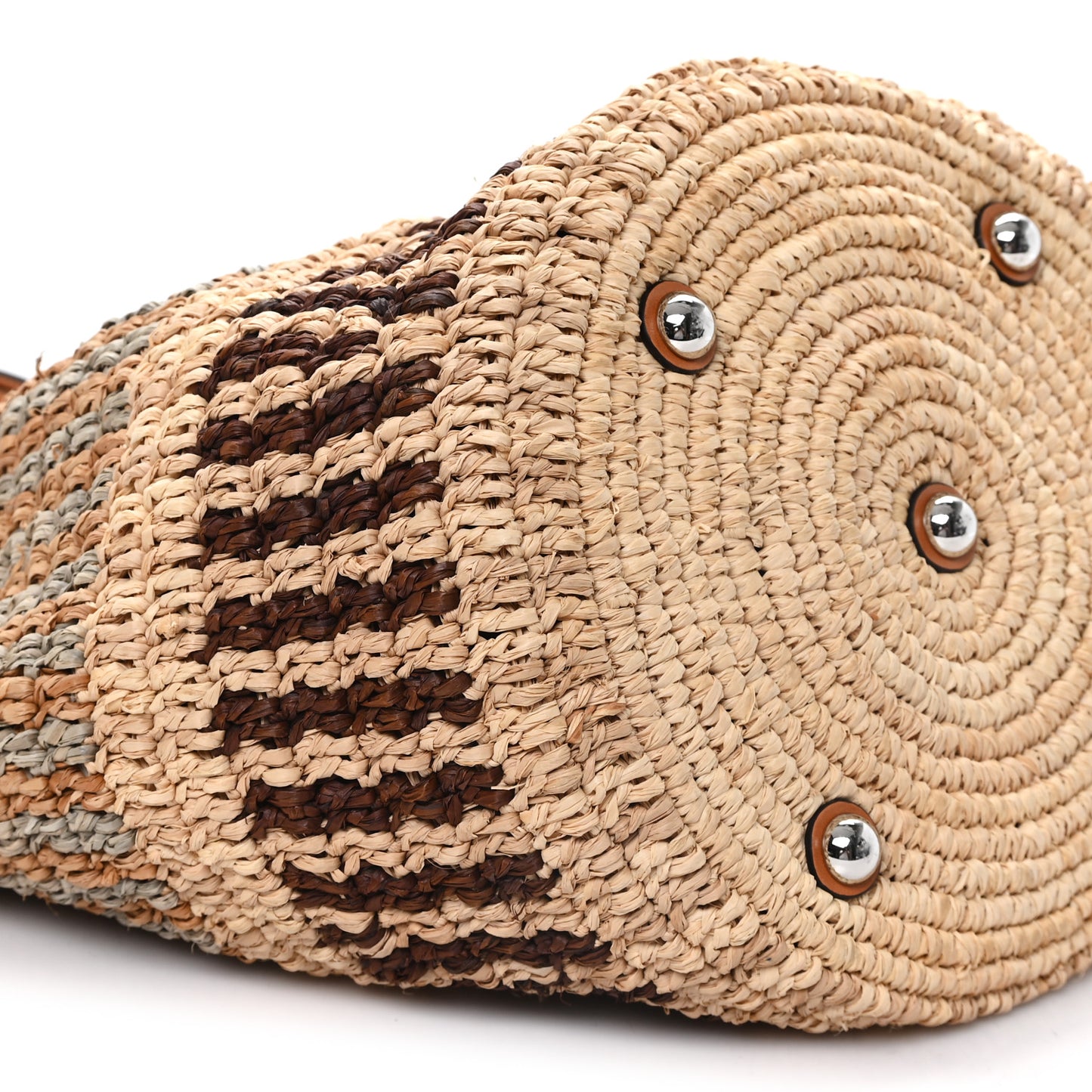 Raffia Nappa Medium Vlogo Signature Crochet Bucket Bag Beige Multicolor