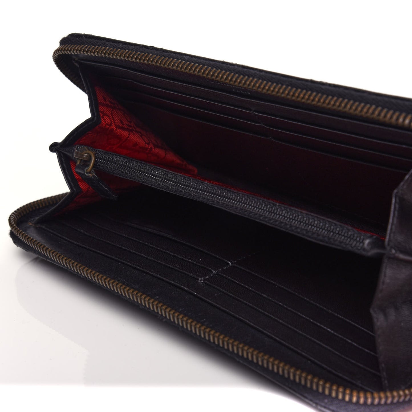 Lambskin Cannage D Continental Zip Wallet Black