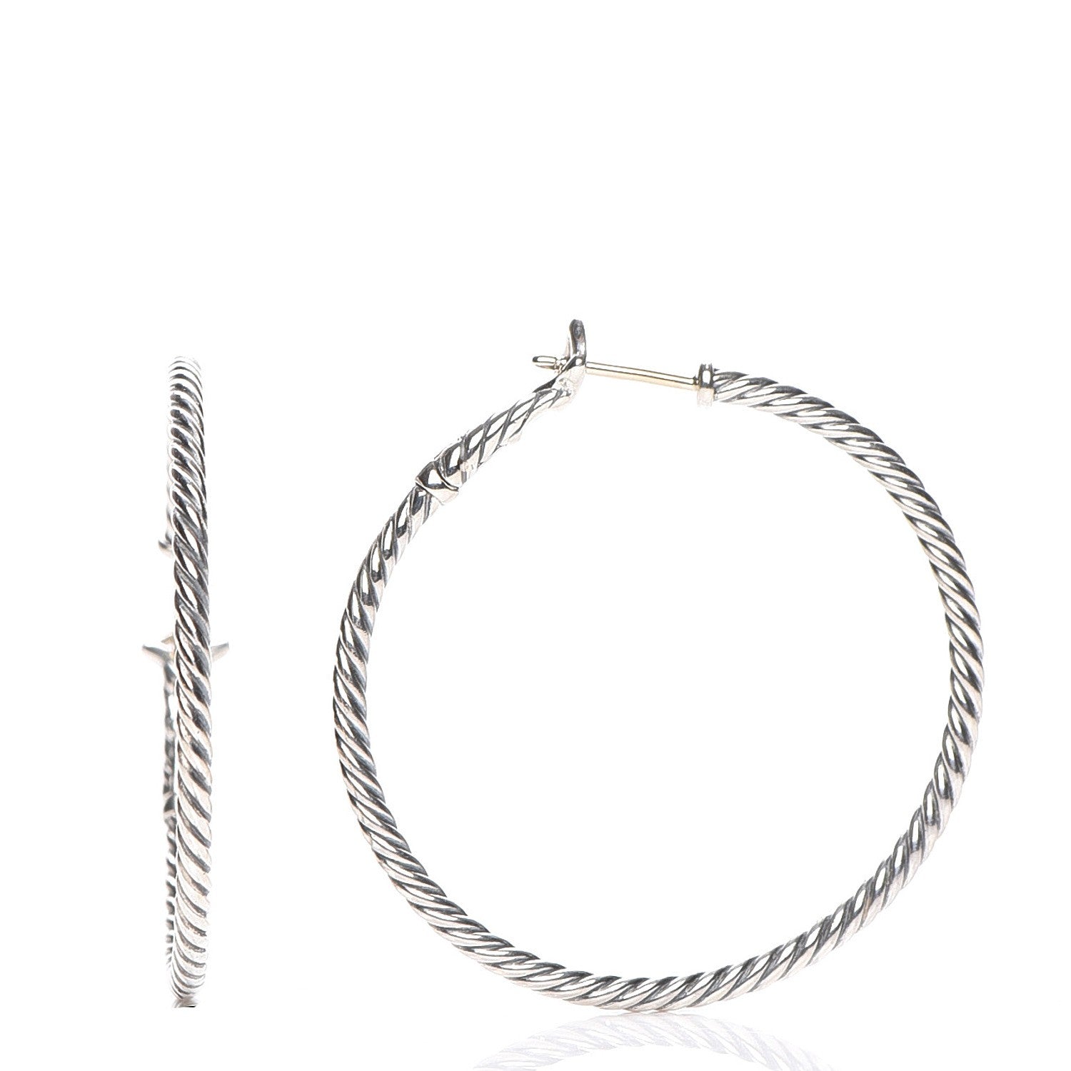 David Yurman Sterling Silver Large Cable Classics Hoop Earrings 1 of 4