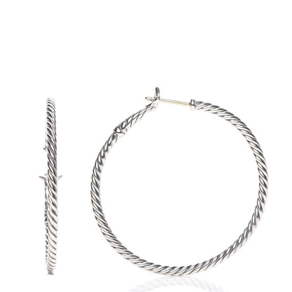 David Yurman Sterling Silver Large Cable Classics Hoop Earrings 1 of 4