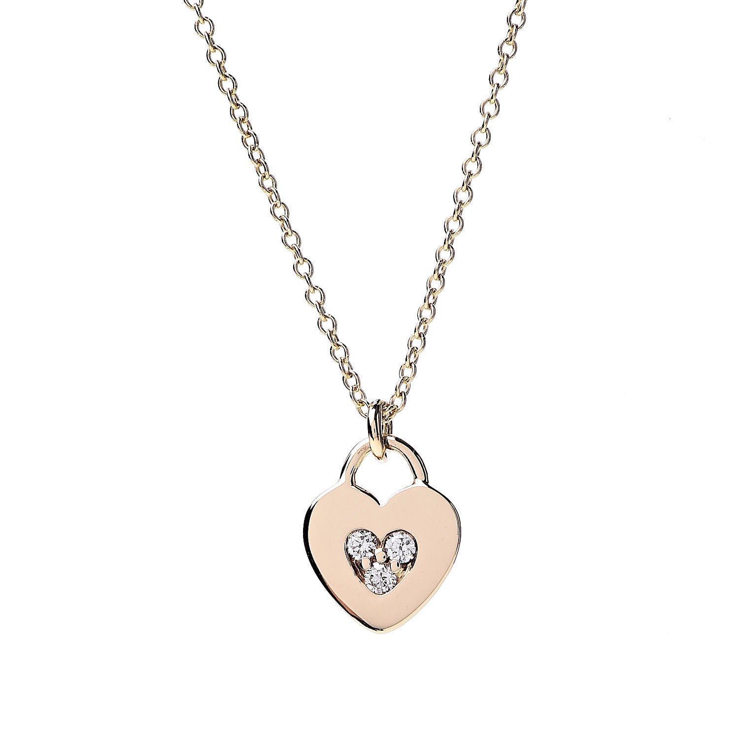 Tiffany 18K Yellow Gold Diamond Heart Locket Pendant Necklace 4 of 7