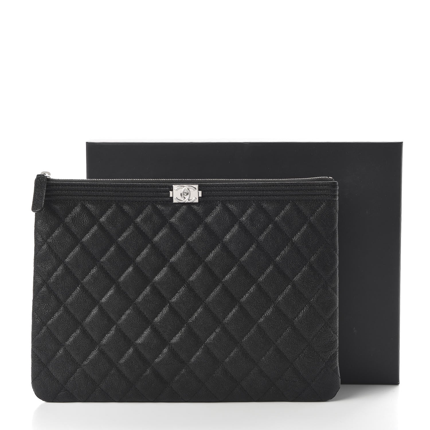 Chanel Caviar Quilted Medium Boy Cosmetic Case Black 11 of 11