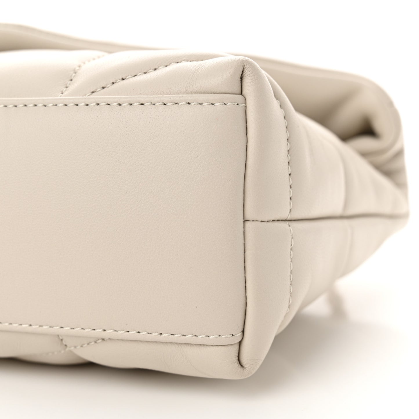 Lambskin Quilted Toy Loulou Puffer Monogram Chain Satchel Crema Soft