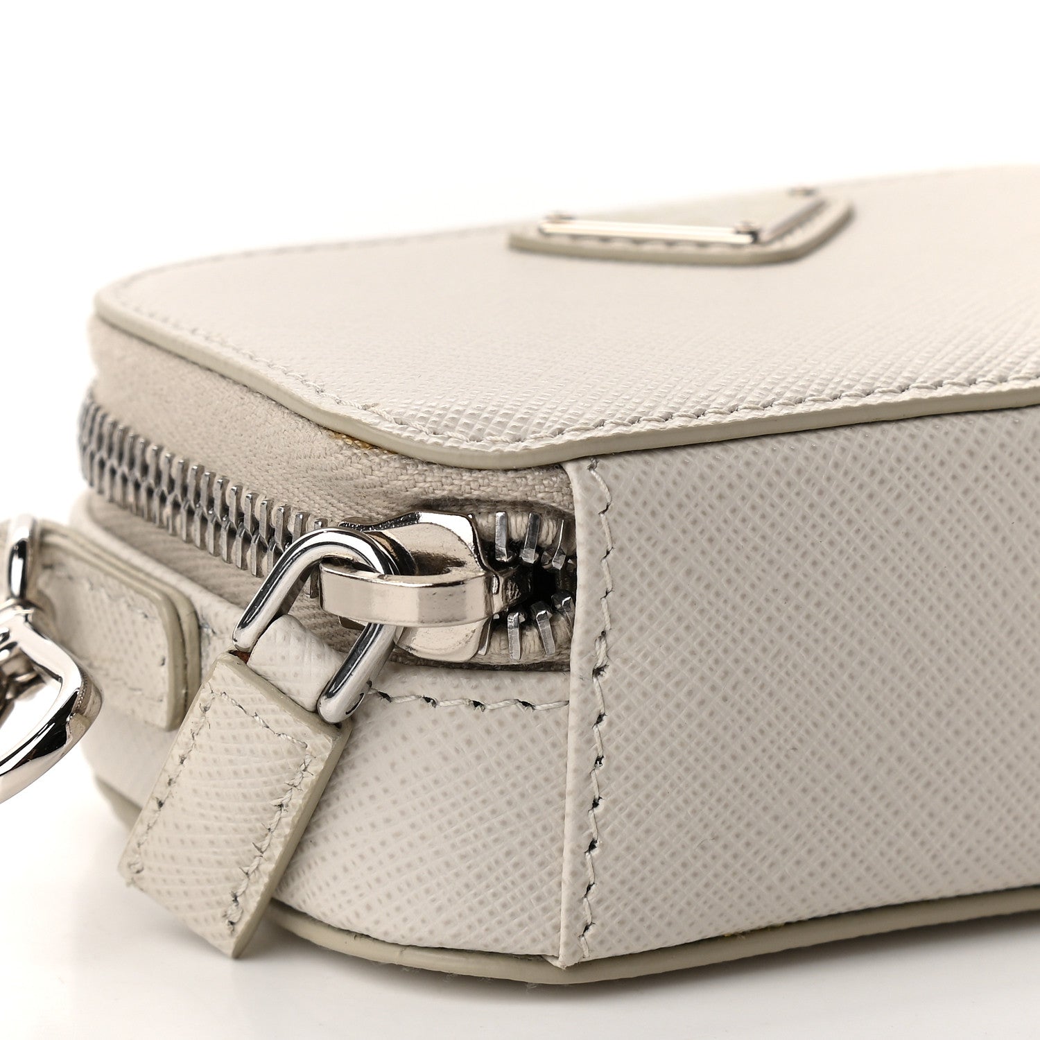 Prada Saffiano Travel Metal Triangle Logo Mini Pouch Shoulder Bag Talsco 7 of 8