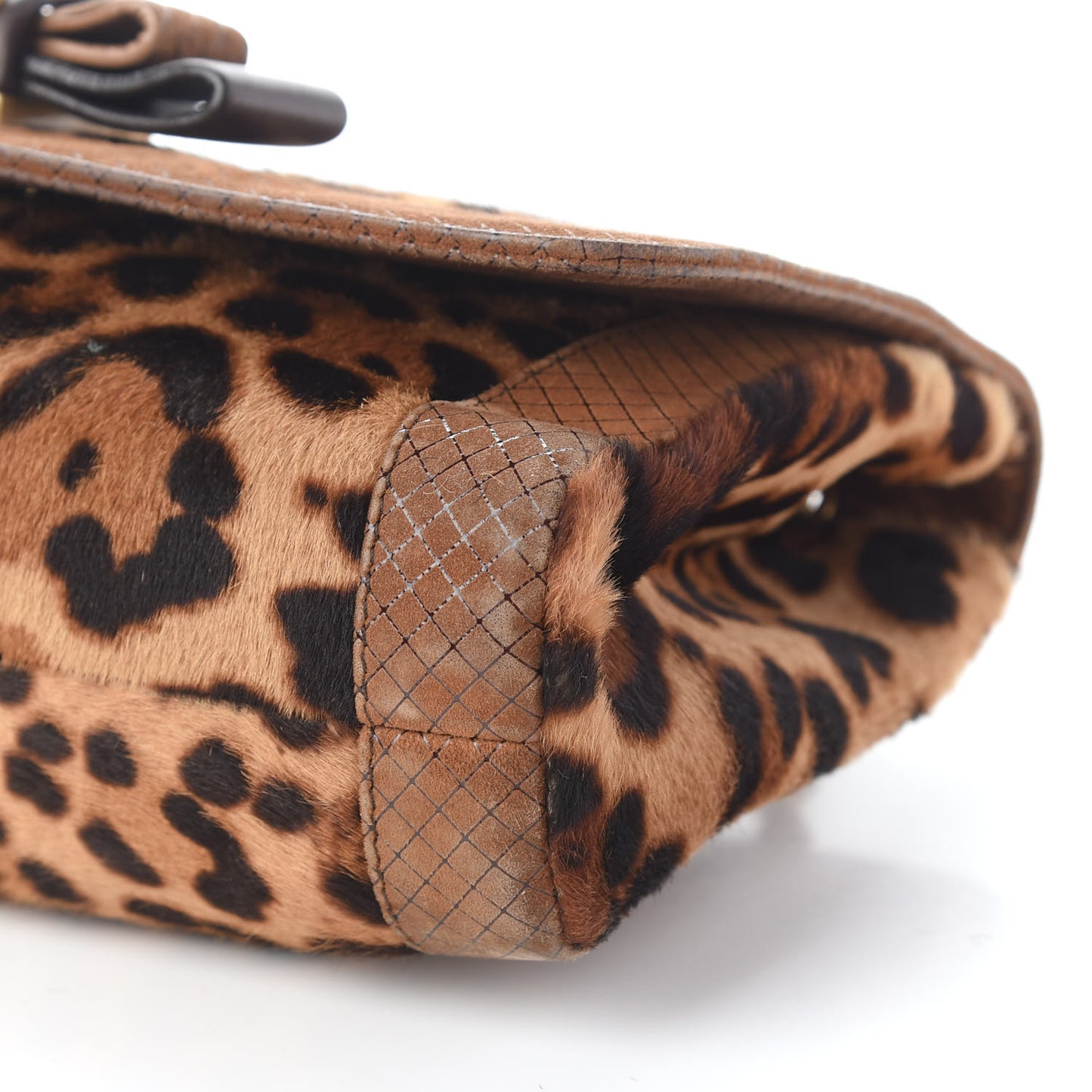 Pony Hair Leopard Print Sweet Charity Shoulder Bag Brown