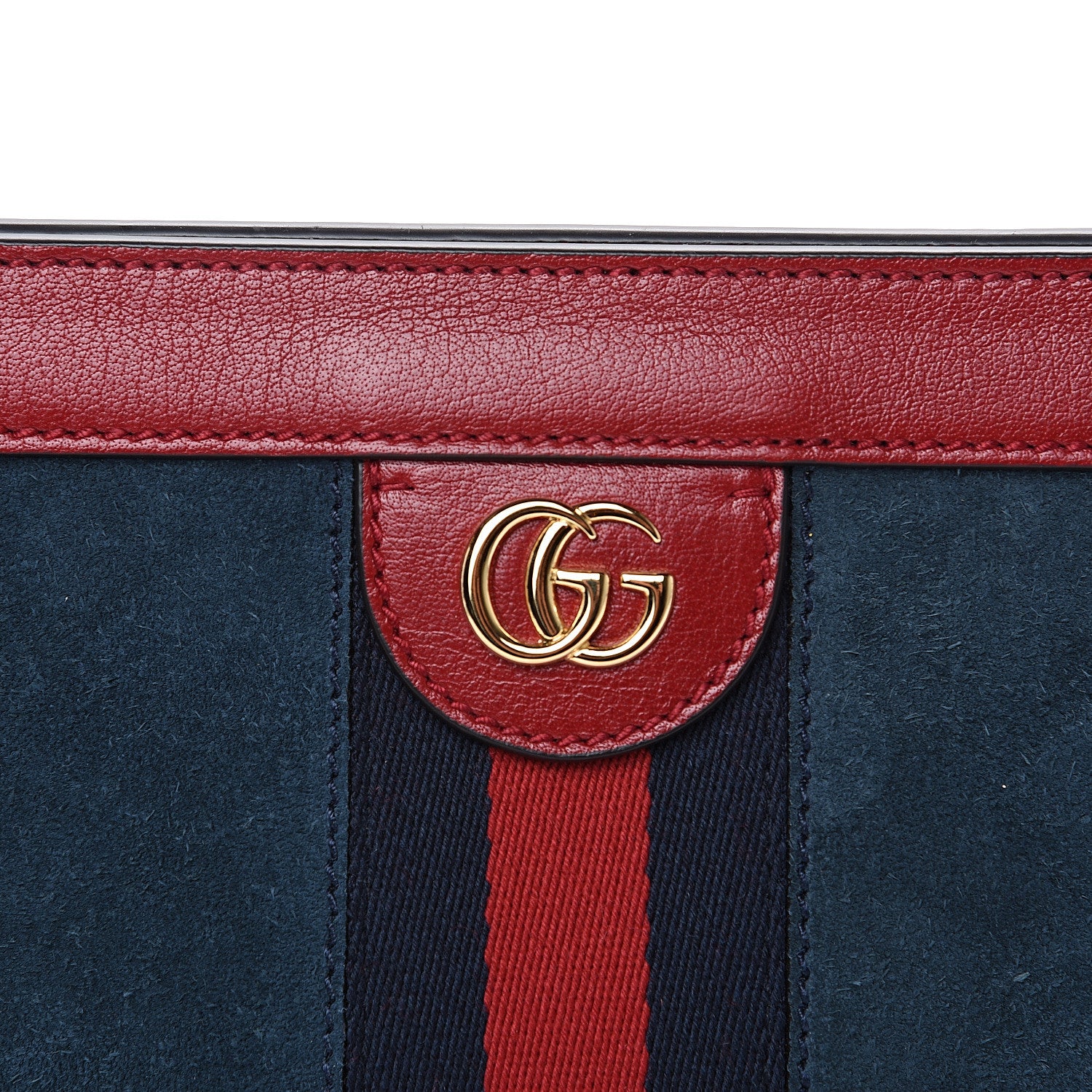 Gucci Suede Calfskin Web Small Ophidia Chain Shoulder Bag New Blue Romantic Cherry 7 of 11