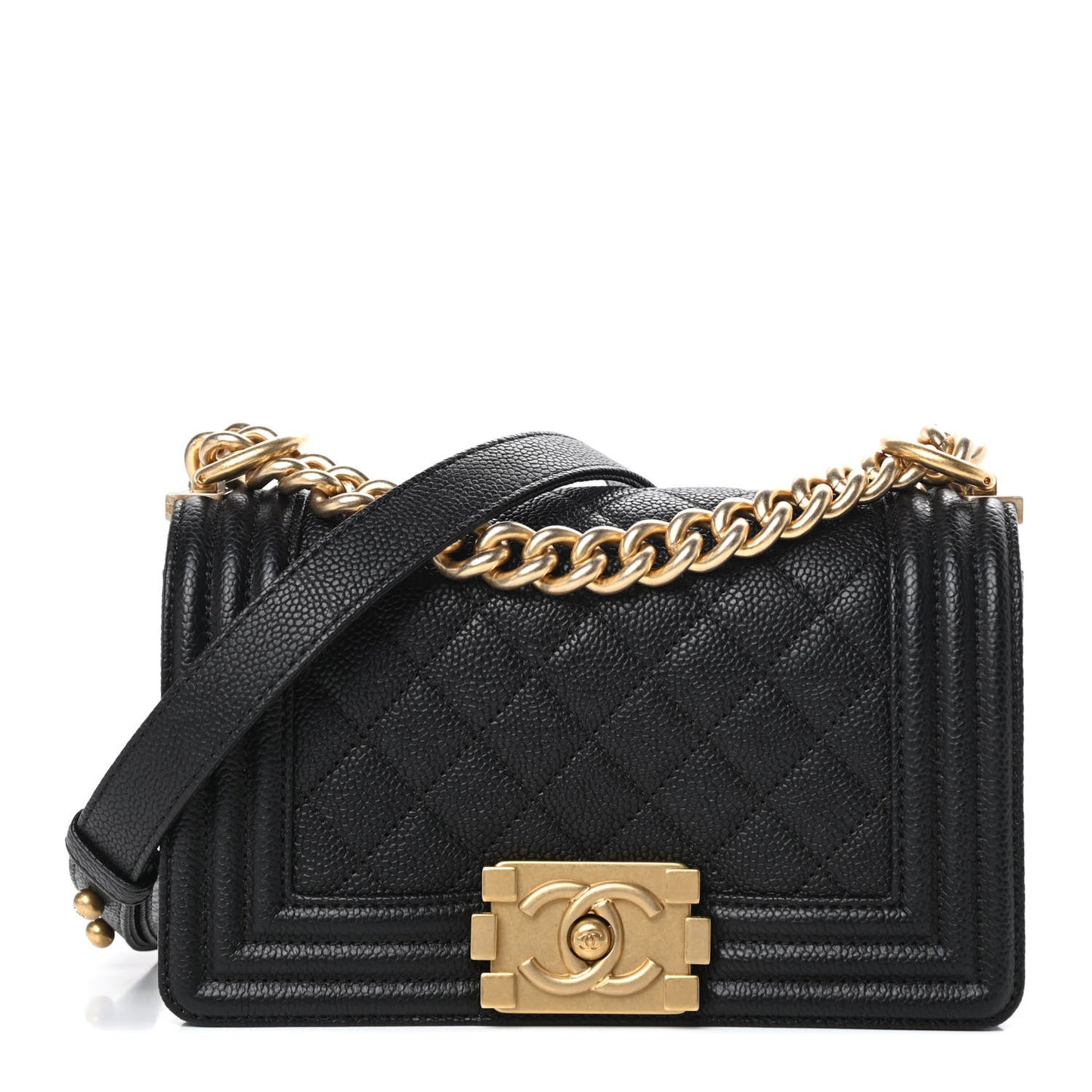 Caviar Quilted Small Boy Flap Black