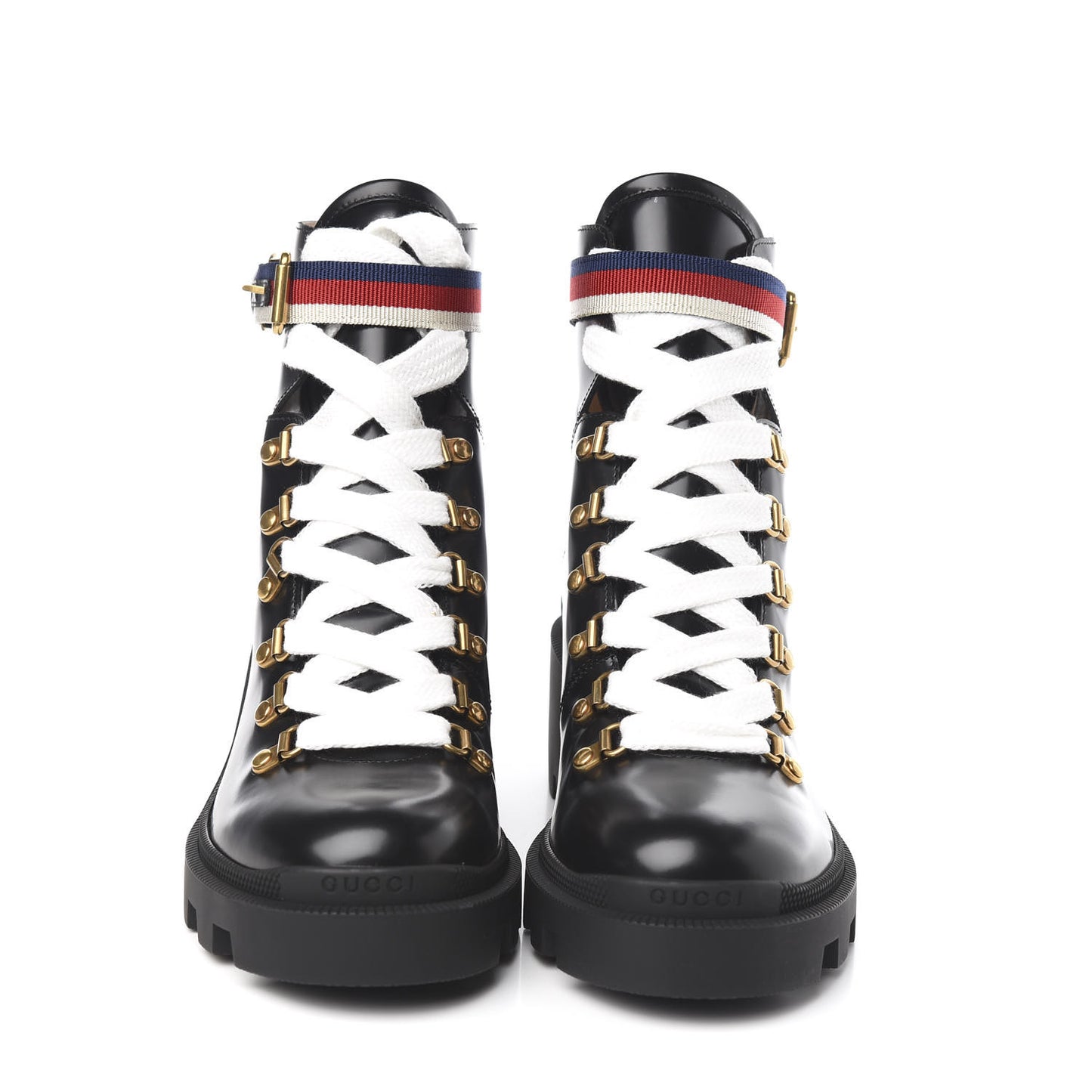Calfskin Sylvie Web Womens Lace Up Combat Boots 38 Black