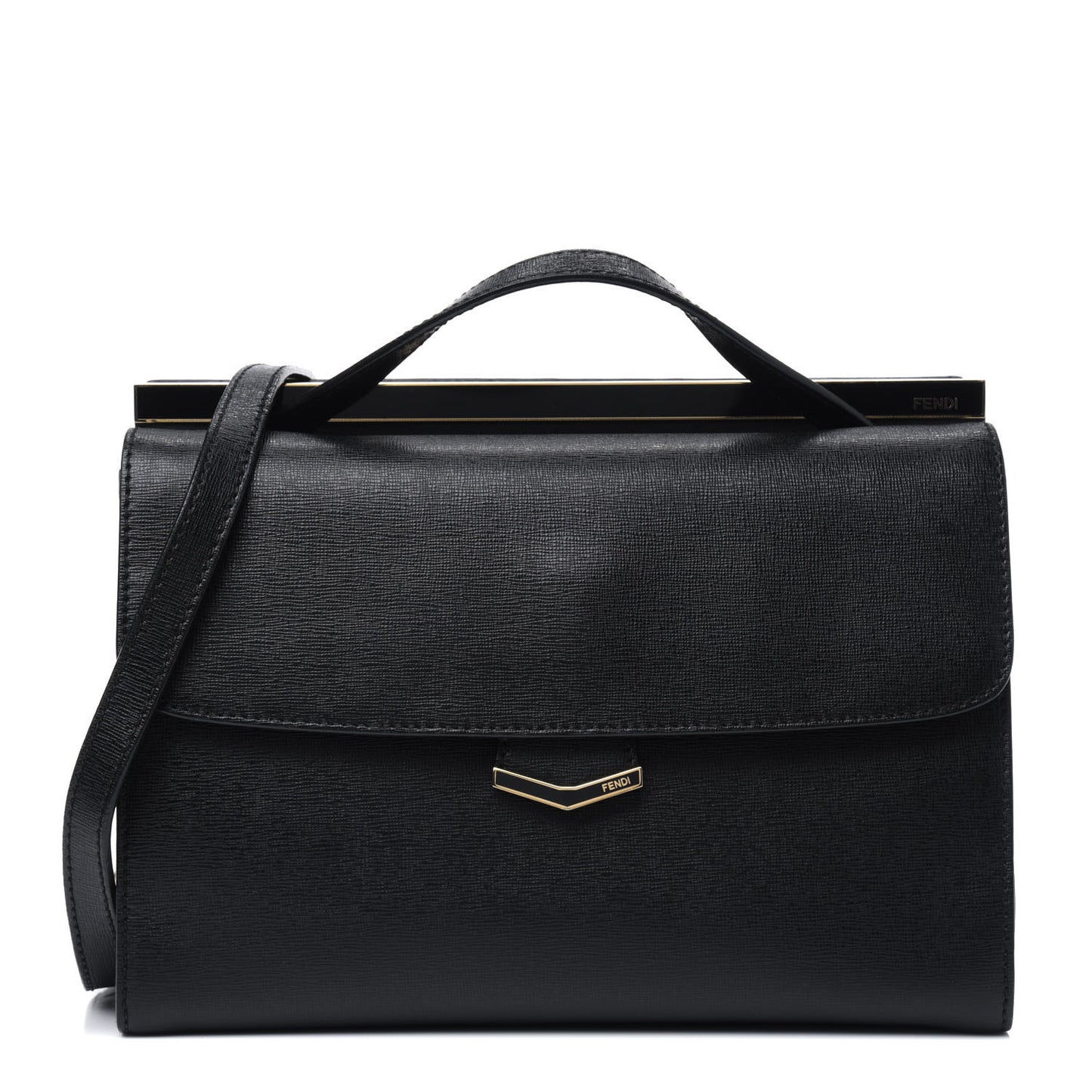 Vitello Elite Flamingo Demi Jour Shoulder Bag Black
