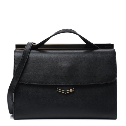 Fendi Vitello Elite Flamingo Demi Jour Shoulder Bag Black 1 of 3