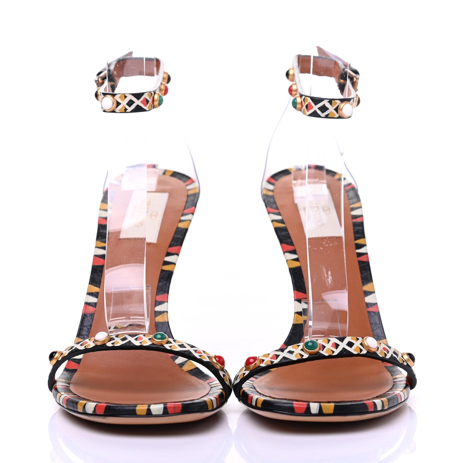 Valentino Garavani Calfskin Hand Painted Ankle Strap Sandals 39.5 Multicolor 2 of 9