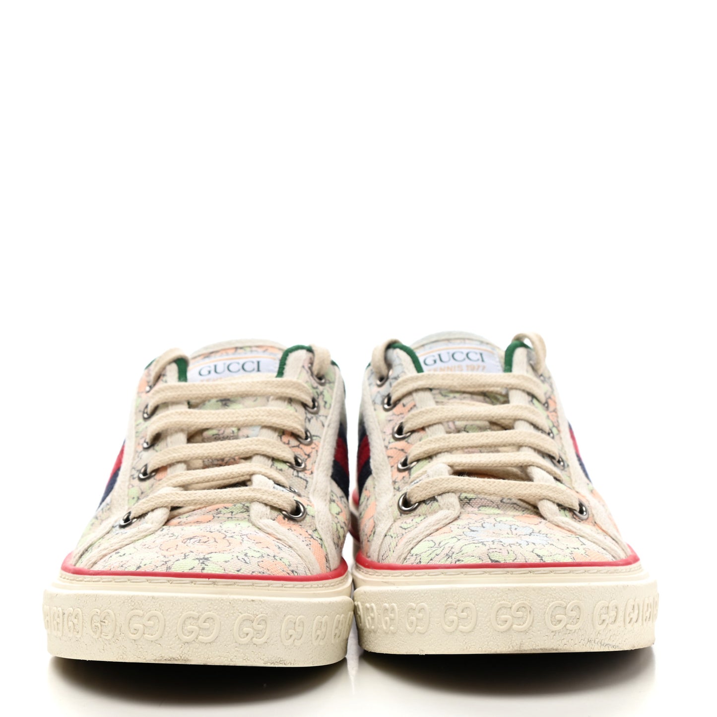 X LIBERTY OF LONDON Canvas Web Tracy Print Womens 1977 Tennis Sneakers 38.5 Mint Peach Mystic White