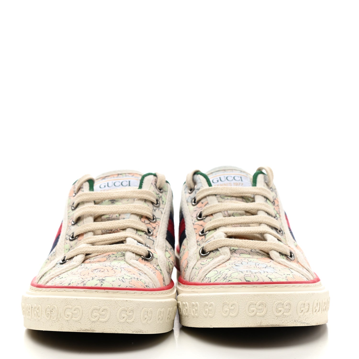 Gucci X LIBERTY OF LONDON Canvas Web Tracy Print Womens 1977 Tennis Sneakers 38.5 Mint Peach Mystic White 2 of 8