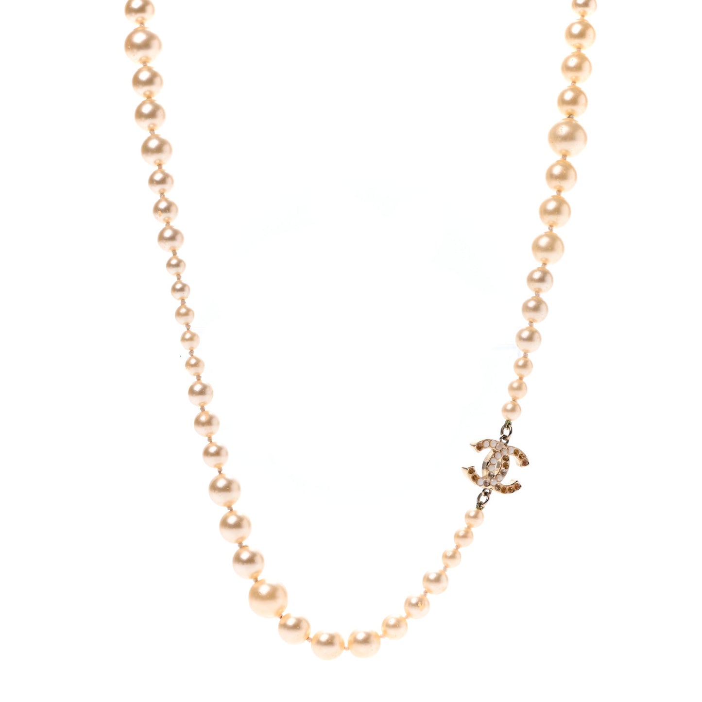 Pearl CC Long Necklace Gold