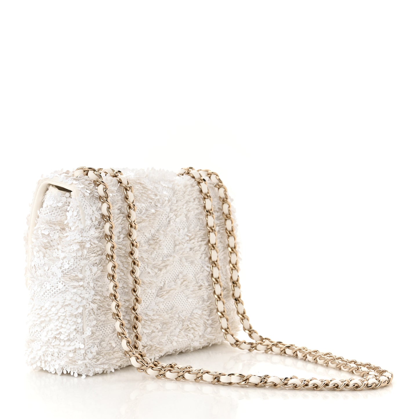 Sequin Mini Rectangular Flap White