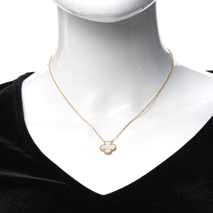 Van Cleef & Arpels 18K Yellow Gold Mother of Pearl Vintage Alhambra Pendant Necklace 2 of 6