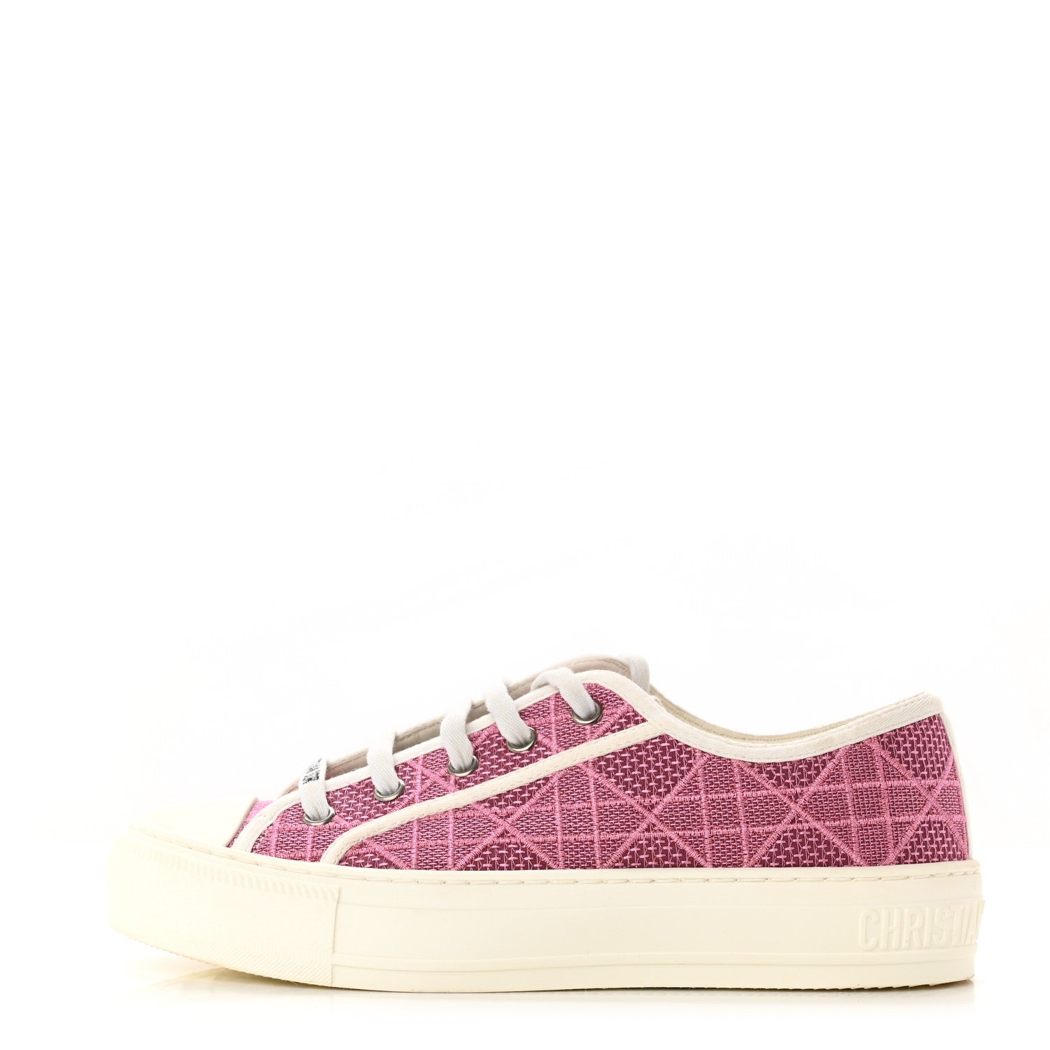 Christian Dior Laminated Canvas Cannage Embroidered Womens Walk'N'Dior Low Top Sneakers 36.5 Metal Rose 1 of 14