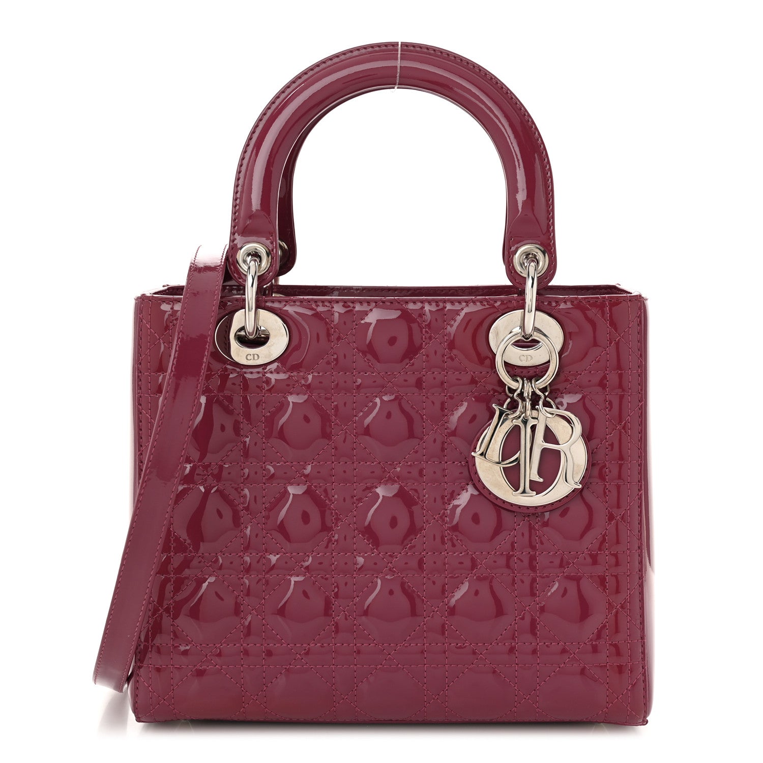 Christian Dior Patent Cannage Medium Lady Dior Dark Pink 1 of 10