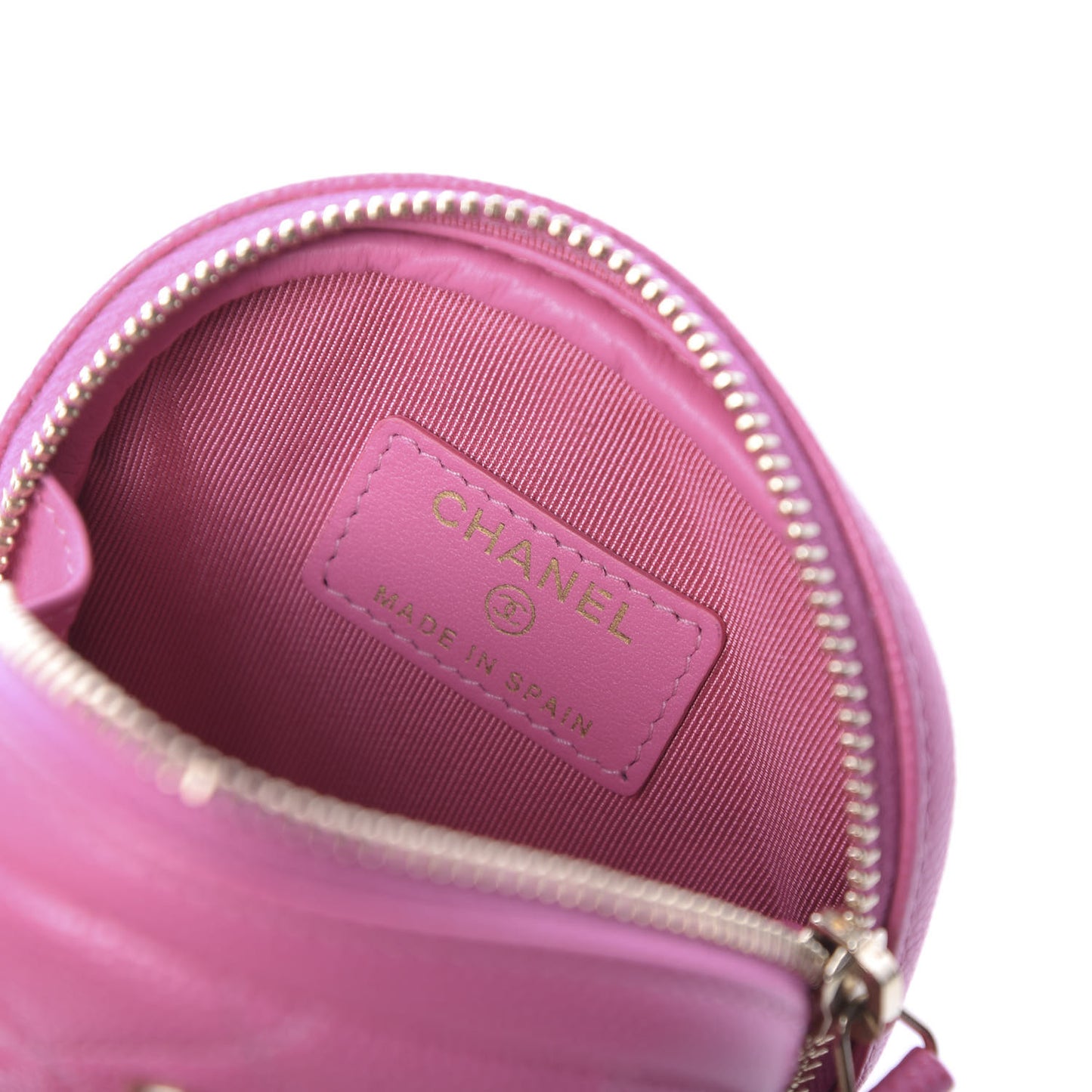 Shiny Caviar Quilted Zip Around Classic Coin Purse Pink