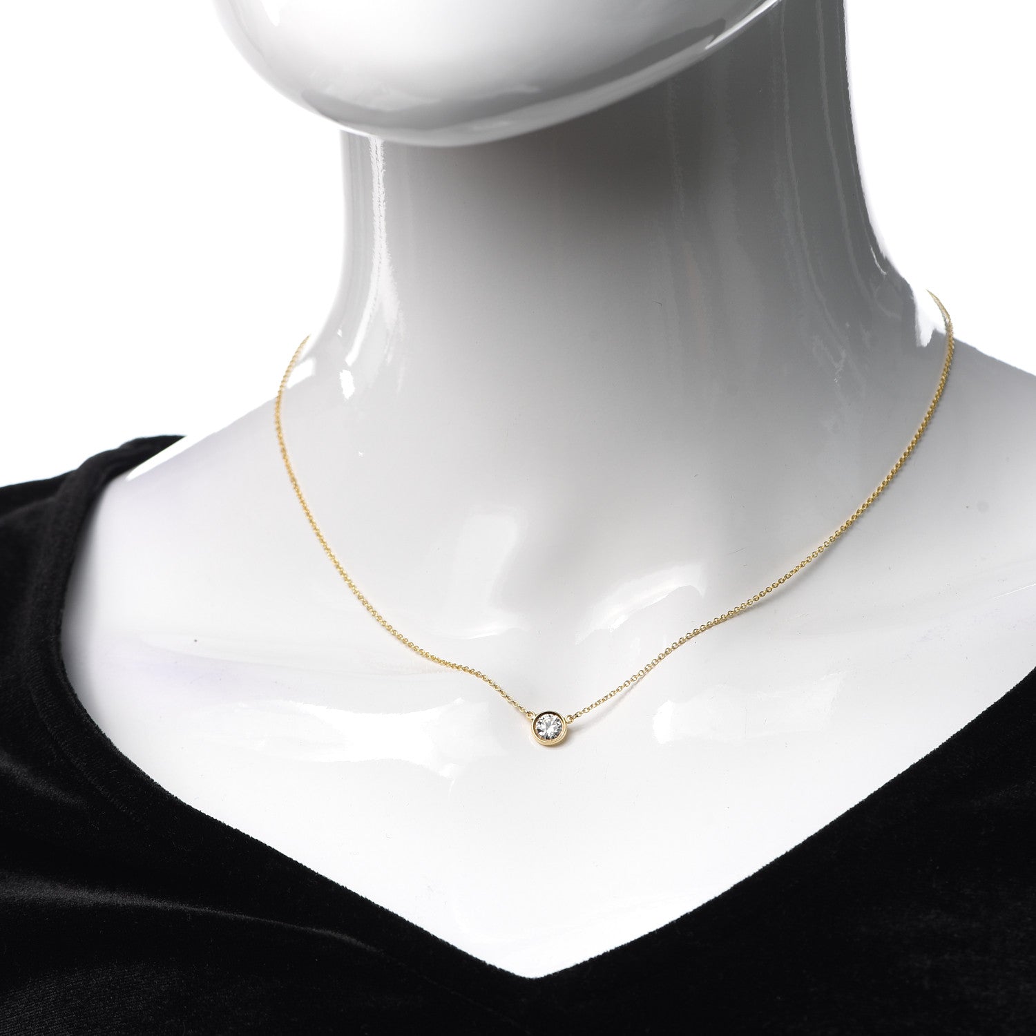 Tiffany 18K Yellow Gold Diamond .43ct Elsa Peretti Diamonds by the Yard Pendant Necklace 2 of 7
