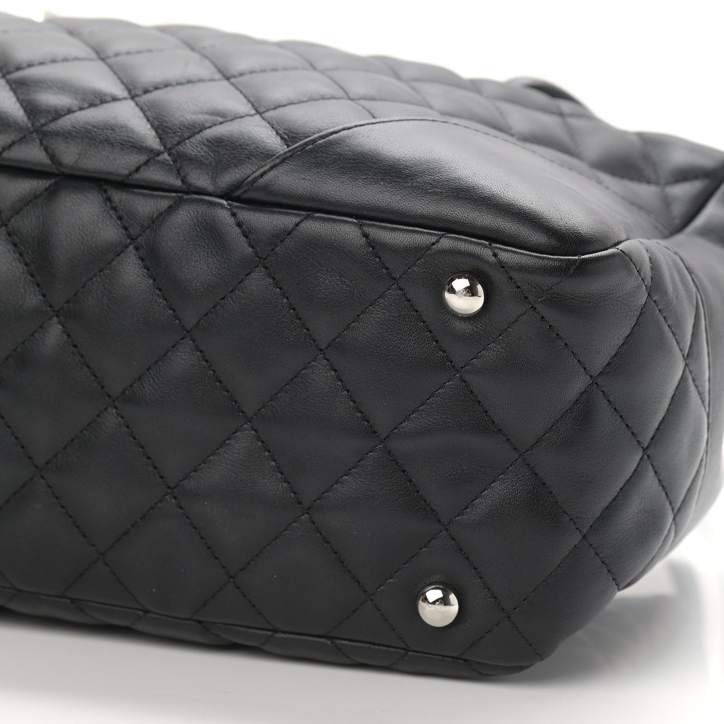 Calfskin Quilted Large Cambon Bowler Black White