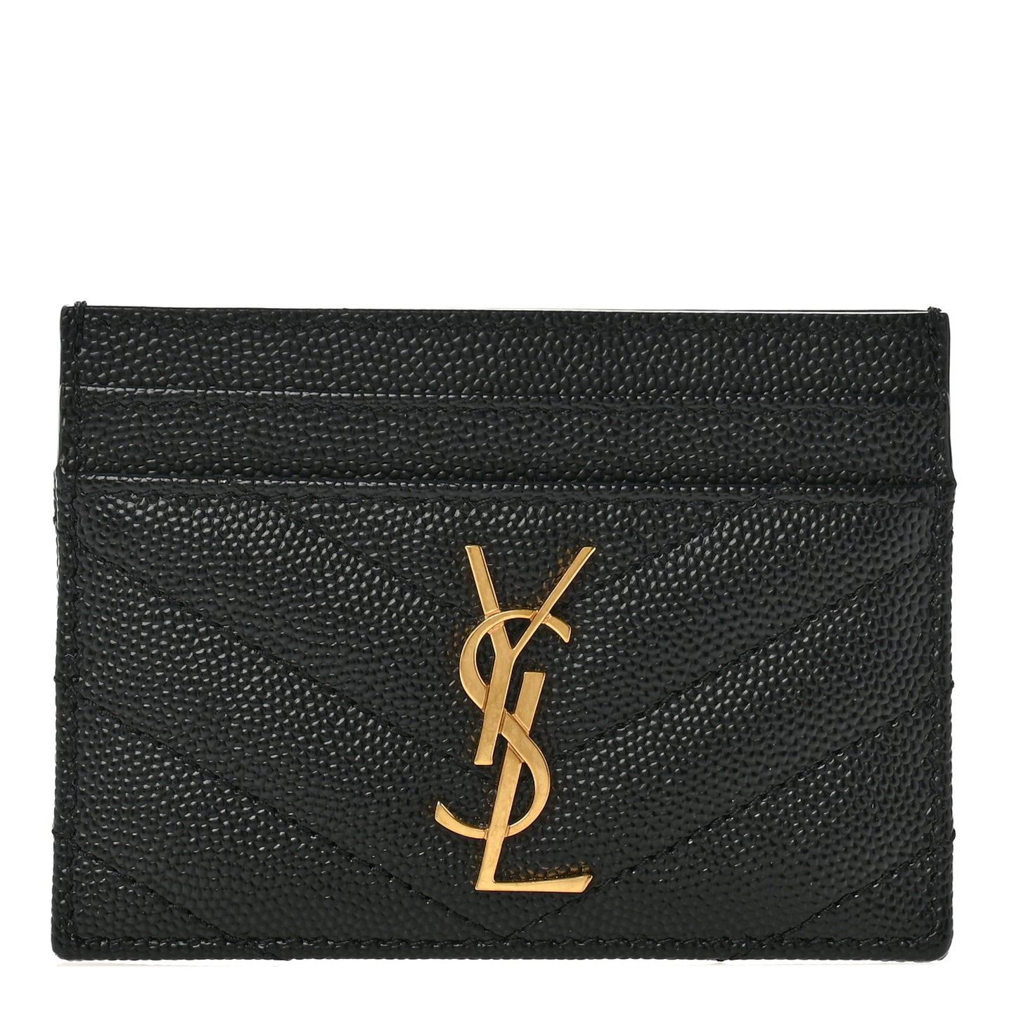 Grain De Poudre Matelasse Chevron Monogram Credit Card Case Black