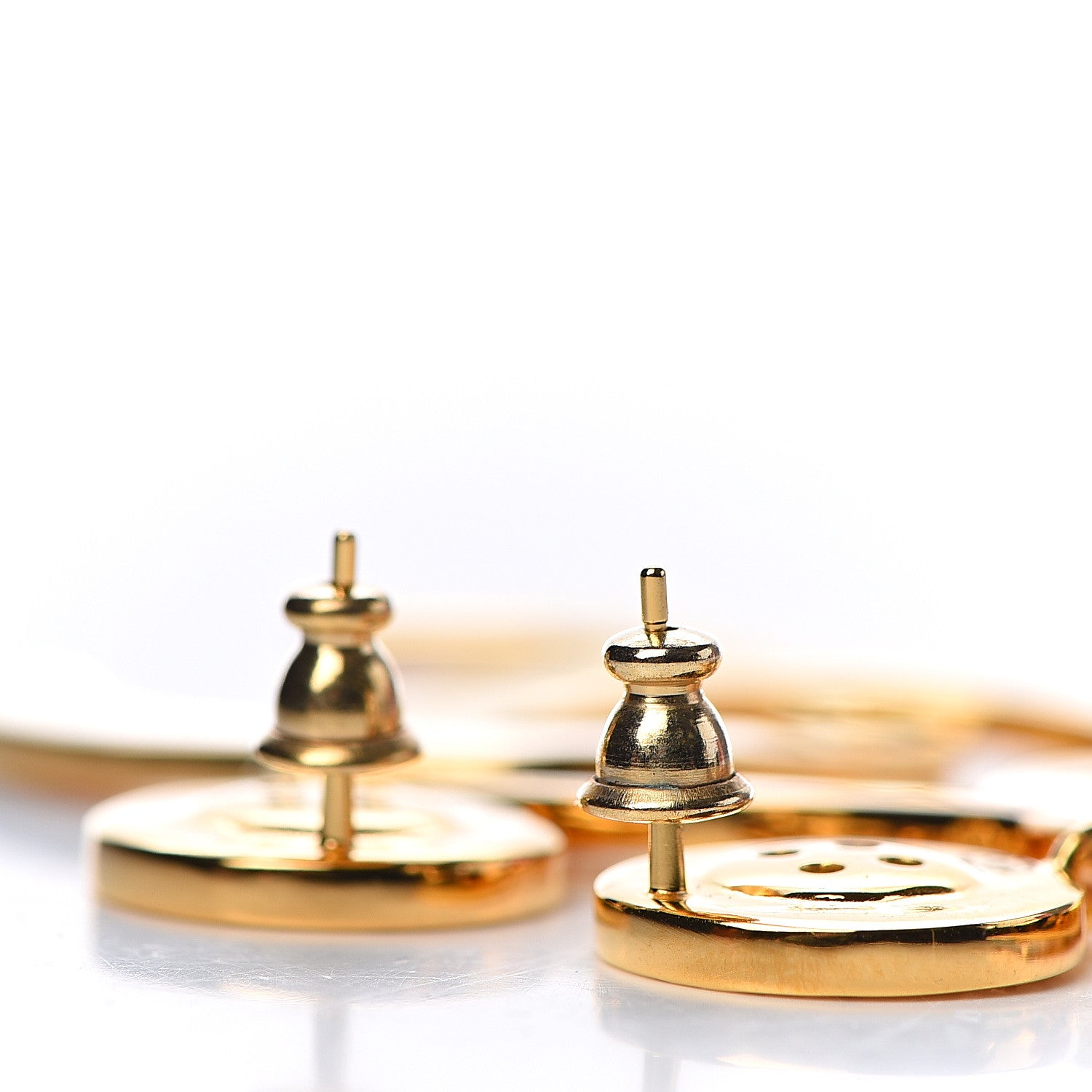 Chanel Metal Large Paris Button Earrings Gold 3 of 3