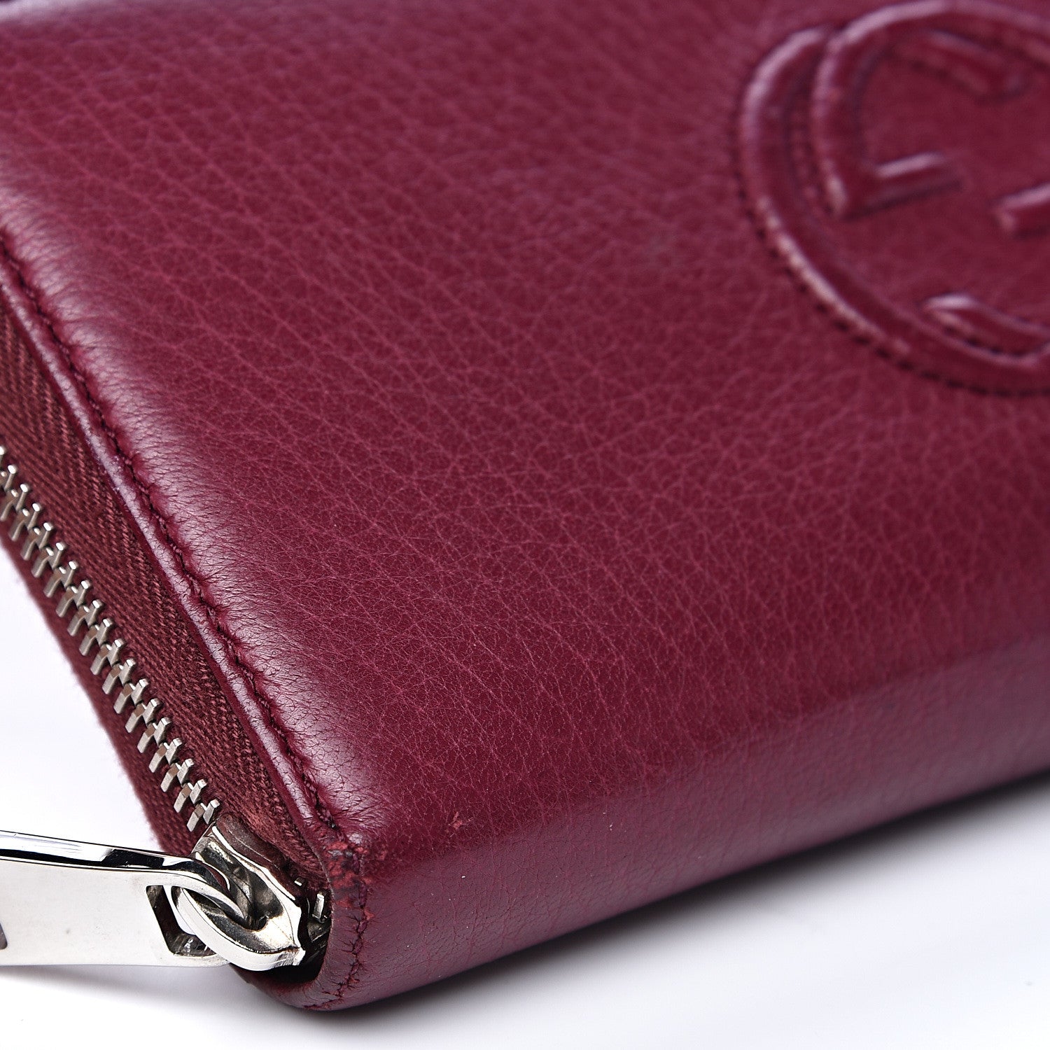 Gucci Pebbled Calfskin Soho Zip Around Wallet Cherry Gloss 8 of 15
