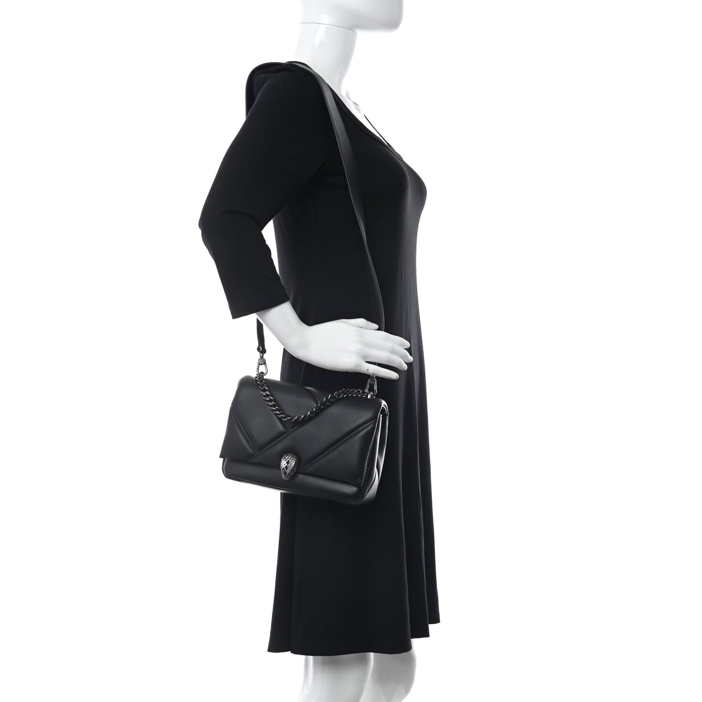 Calfskin Matelasse Serpenti Cabochon Crossbody Bag Black