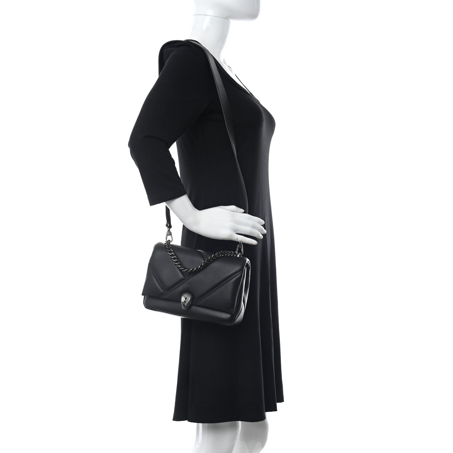 Bulgari Calfskin Matelasse Serpenti Cabochon Crossbody Bag Black 2 of 11