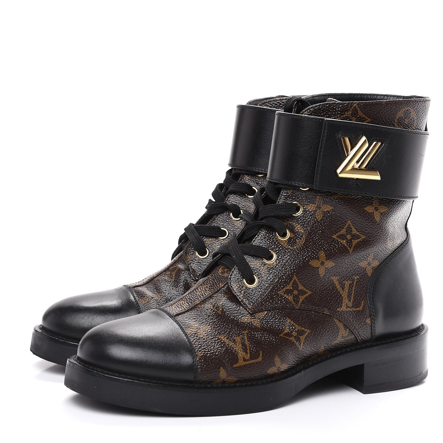 Louis Vuitton Calfskin Monogram Wonderland Flat Ranger Boots 39 Black 3 of 10