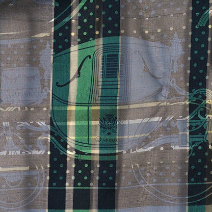 Hermes Silk Madras Ex Libris Bandana Scarf 55 Vert Bleu Multicolor 2 of 4