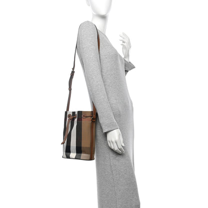 Burberry Giant Check Canvas Small Bucket Bag Taupe Brown 2 of 10