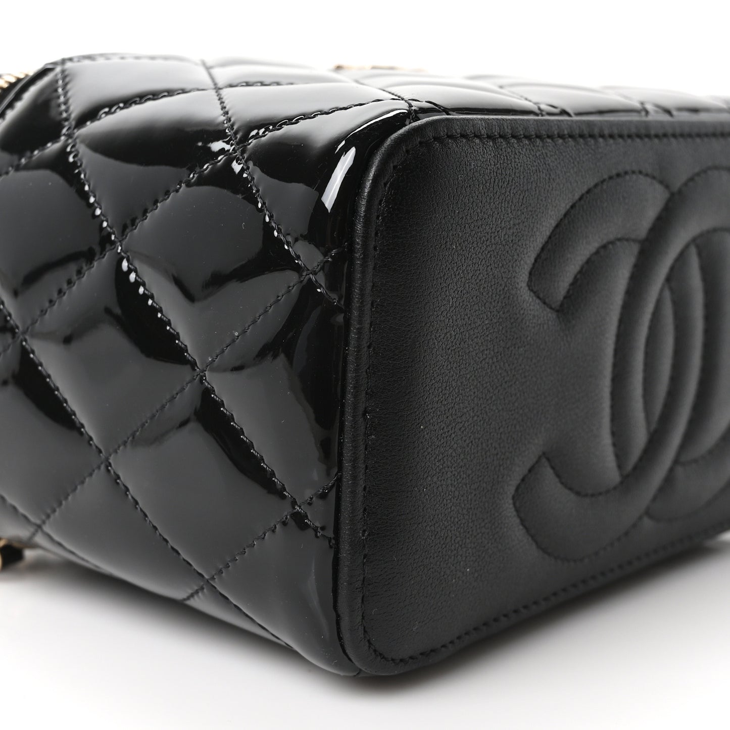 Patent Quilted Pick Me Up Vanity Case Black