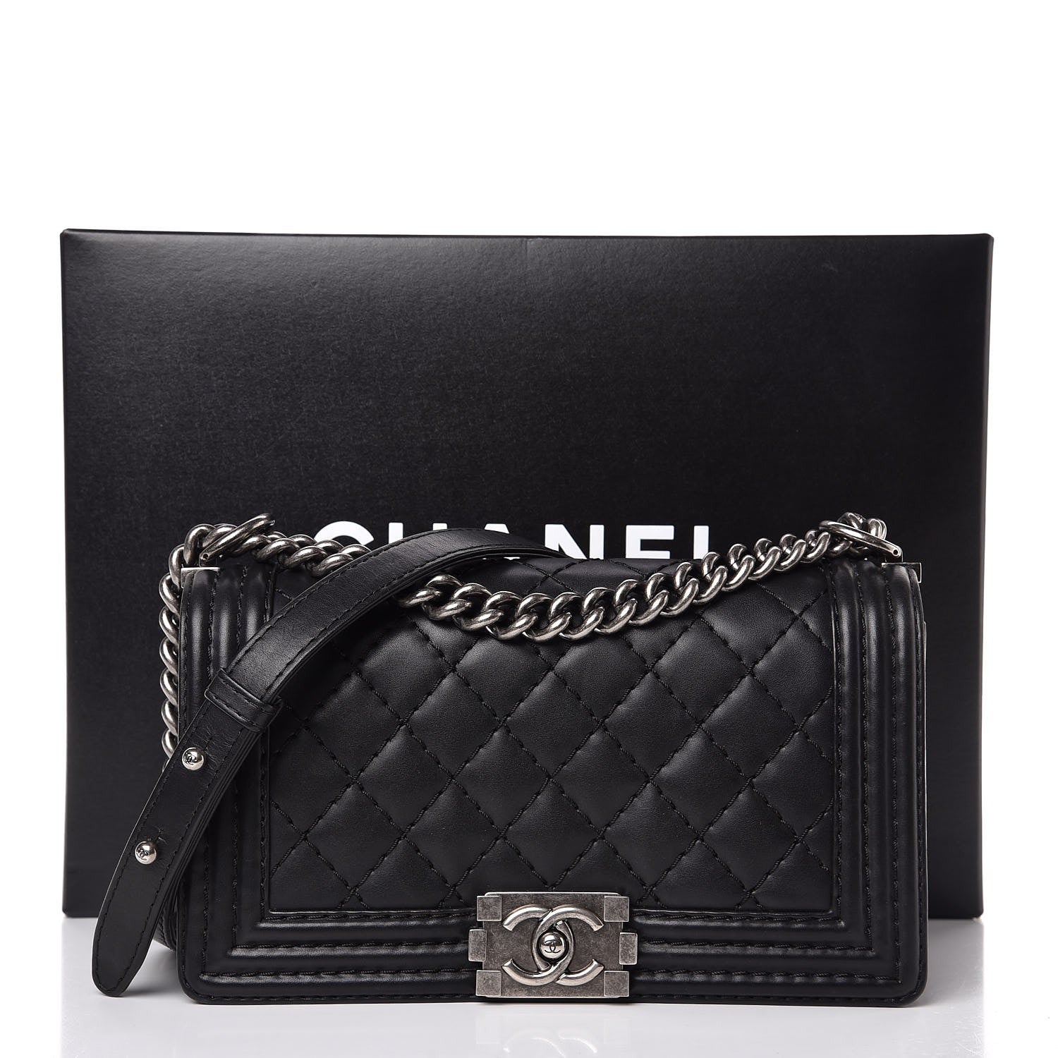 Chanel Calfskin Double Stitch Medium Boy Flap Black 9 of 9