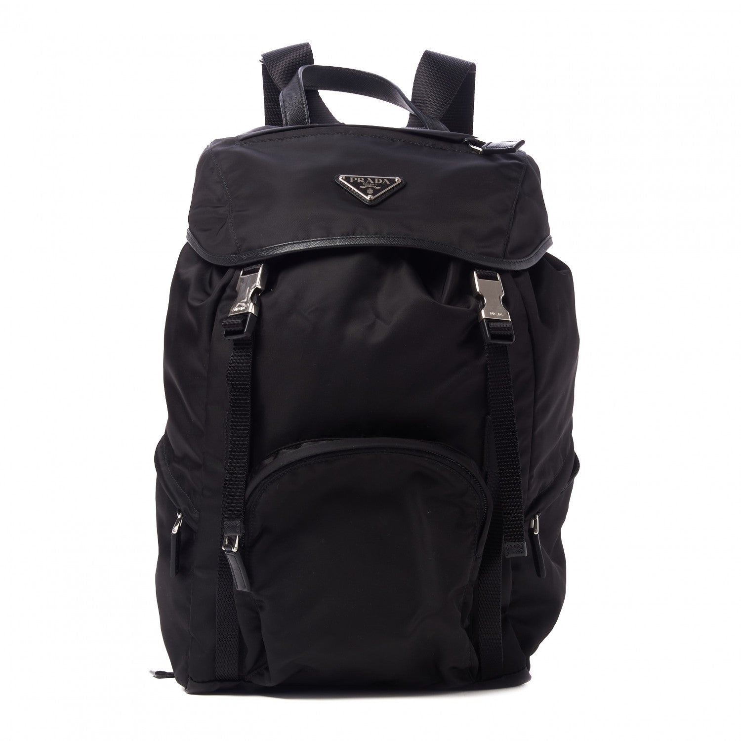 Prada Tessuto Nylon Montagna Double Buckle Backpack Black 1 of 8