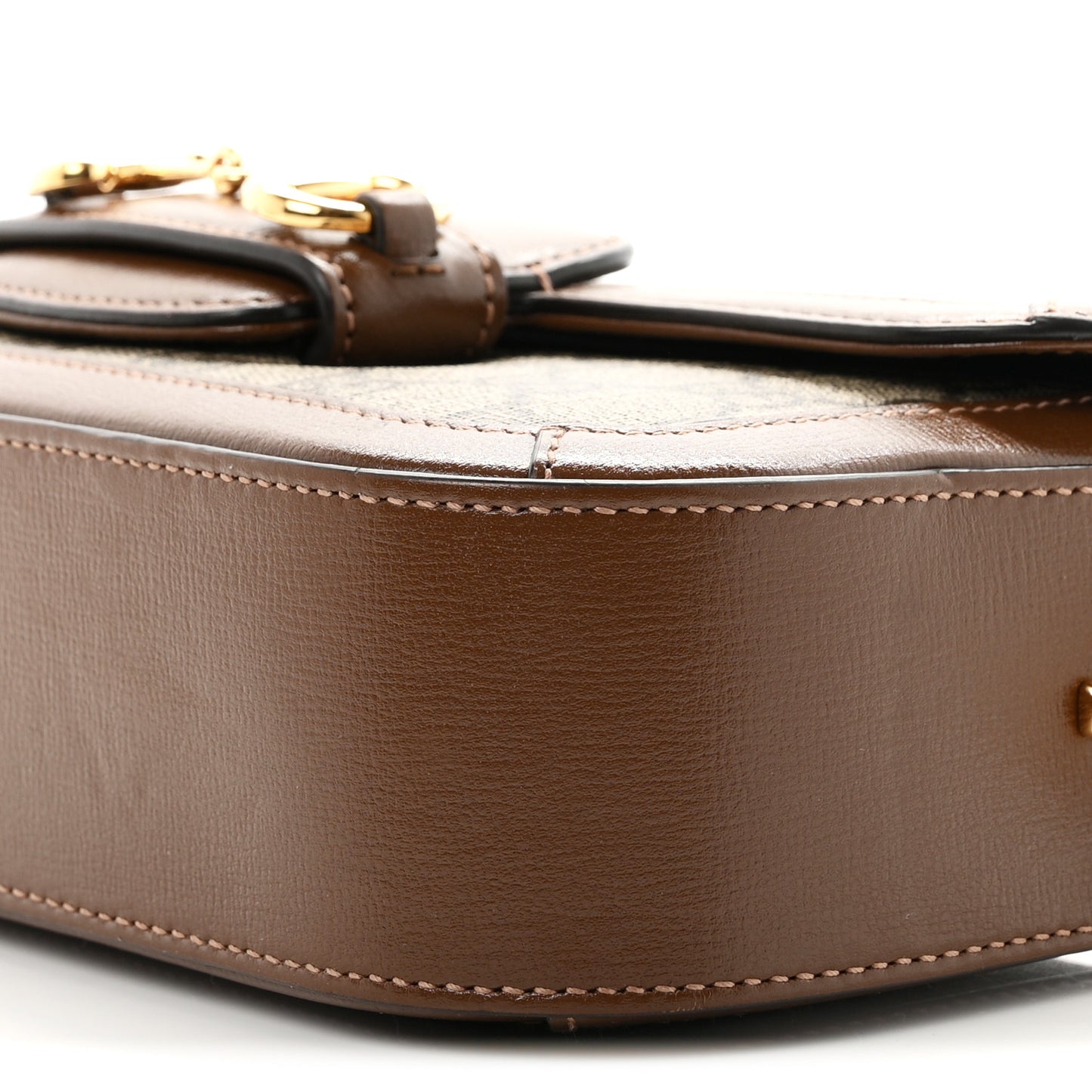 GG Supreme Monogram Small Horsebit 1955 Chain Shoulder Bag Beige Ebony Brown Sugar
