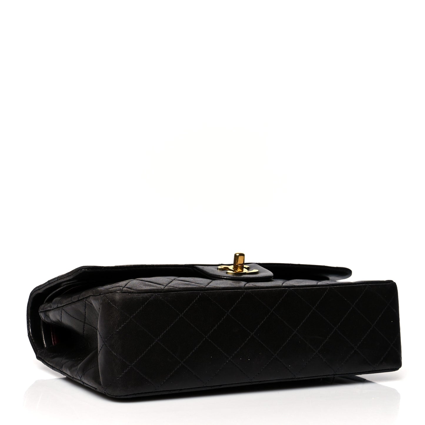 Lambskin Quilted Medium Double Flap Black