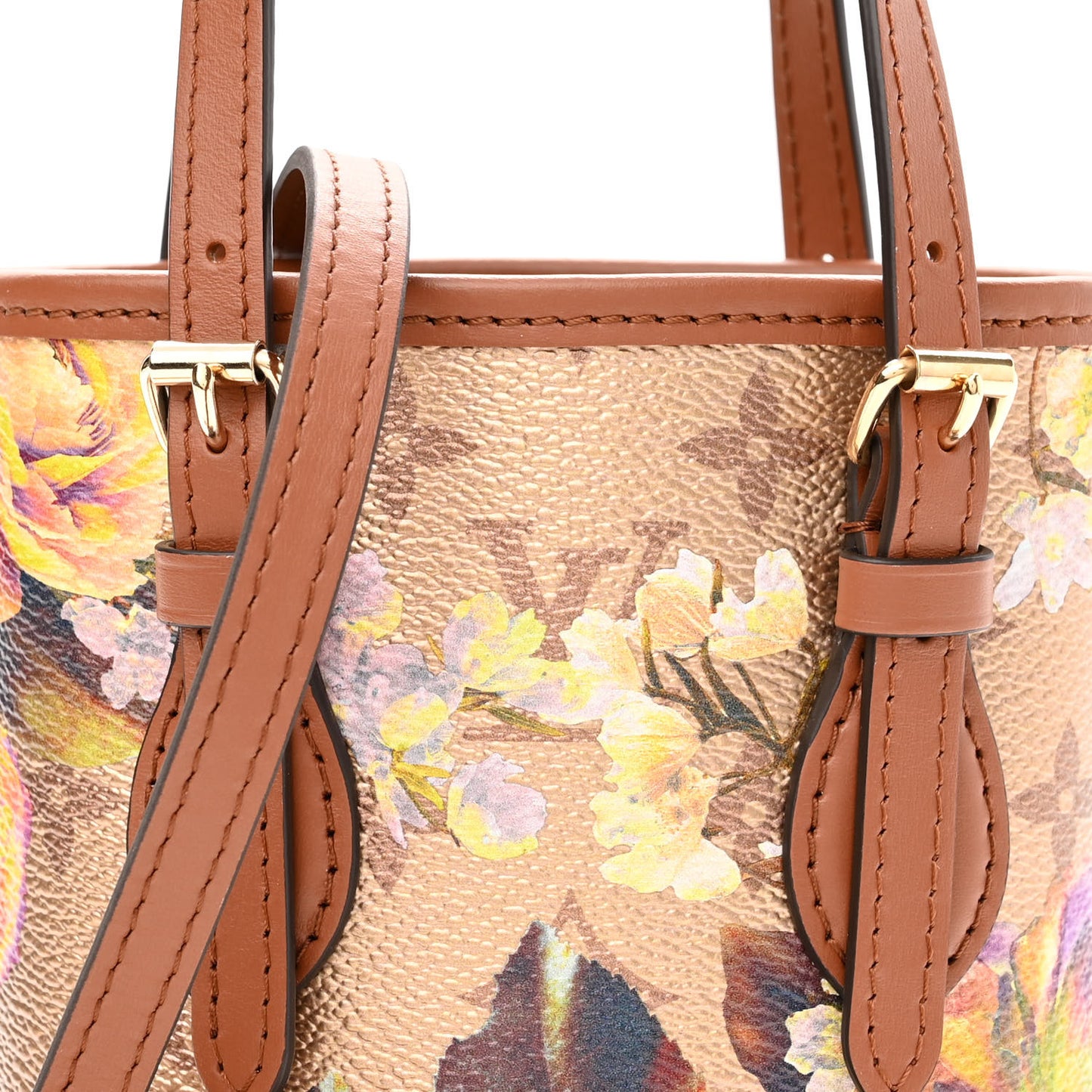 Metallic Monogram LV Garden Nano Bucket Bag Gold