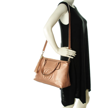 Gucci Metallic Cellarius Calfskin Small Soho Top Handle Satchel Pink 2 of 9