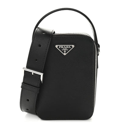 Prada Saffiano Travel Brique Crossbody Messenger Bag Black 1 of 14