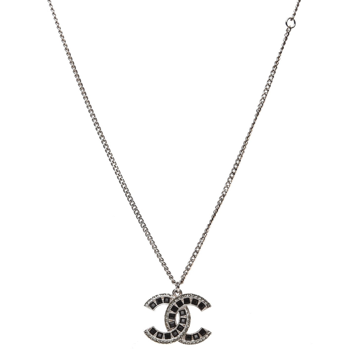 Ruthenium Baguette Crystal CC Necklace Black