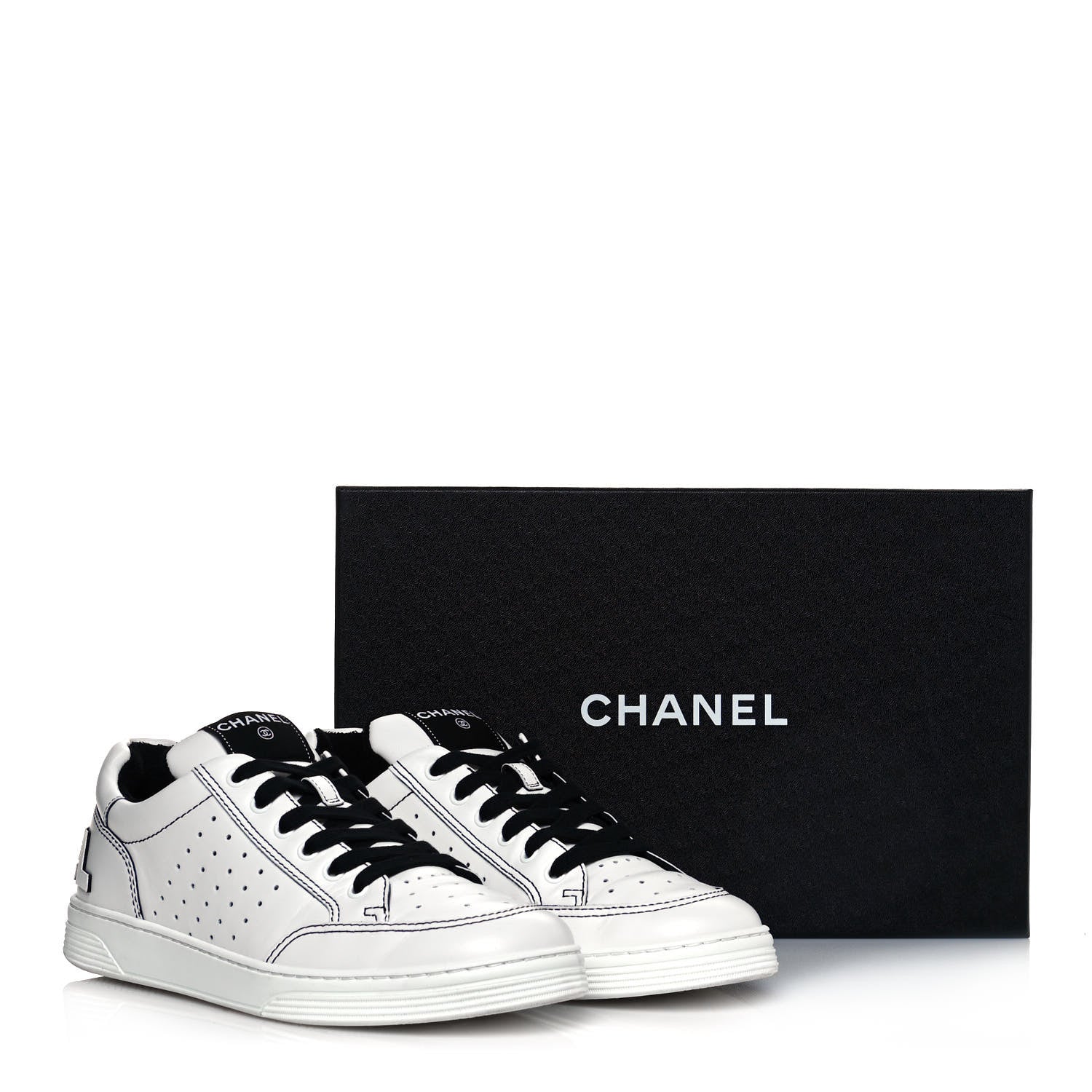 Chanel Calfskin Womens Logo Sneakers 41 White Black 12 of 12
