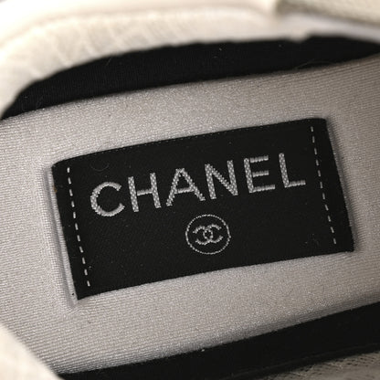 Chanel Fabric Suede Calfskin Womens CC Sneakers 38.5 Beige Dark Beige Purple 7 of 11