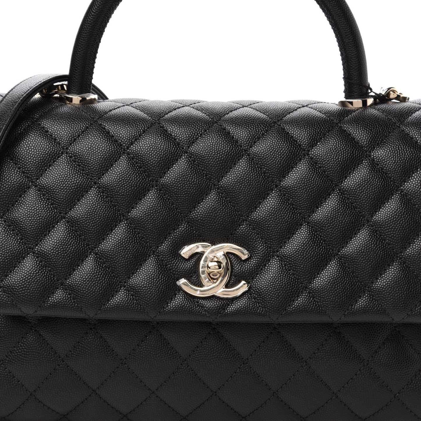 Caviar Quilted Small Coco Handle Flap Black
