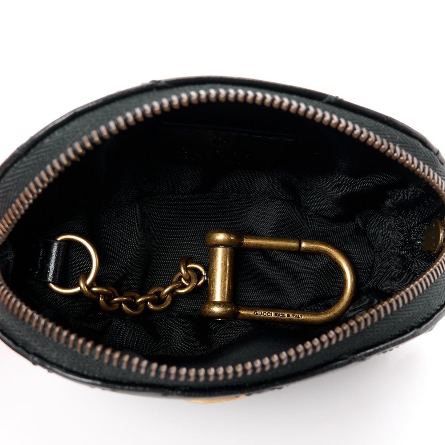 Calfskin Matelasse GG Marmont Key Pouch Black