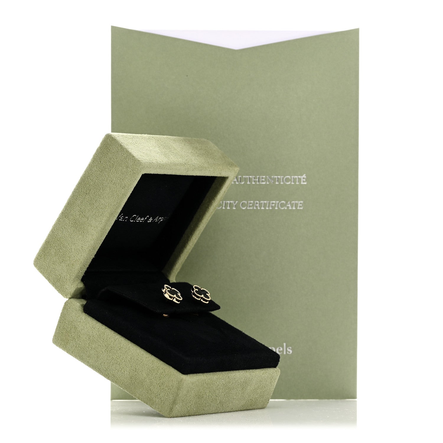 Van Cleef & Arpels 18K Yellow Gold Black Onyx Sweet Alhambra Earrings 5 of 5