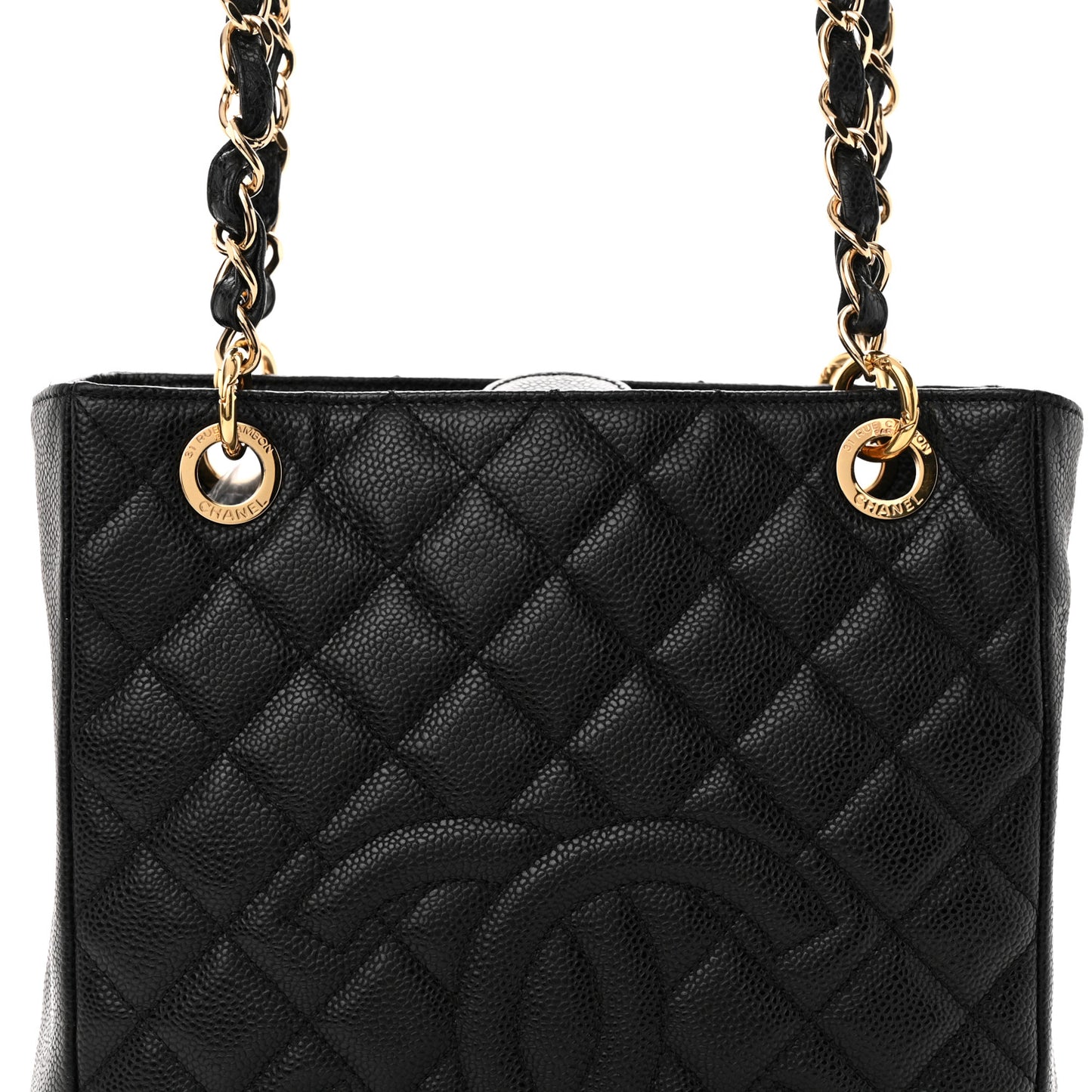 Caviar Quilted Petit Shopping Tote PST Black