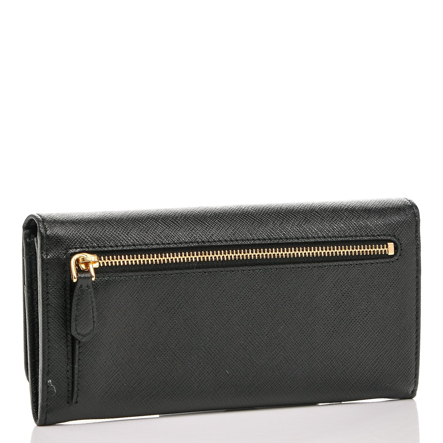 Saffiano Metal Continental Flap Wallet Nero Black